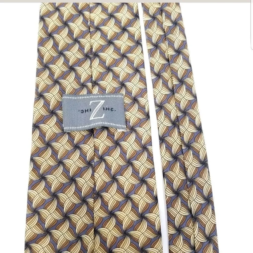 Z Inc Mens Golden Yellow & Blue Geometric Print